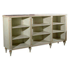 Green Painted Marble Top Bookcase Stamped Jansen