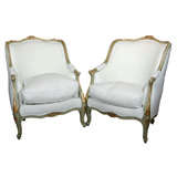 Pair of Louis XV Style Bergeres Stamped Jansen