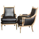 Pair of Leather Armchairs Stamped Jansen