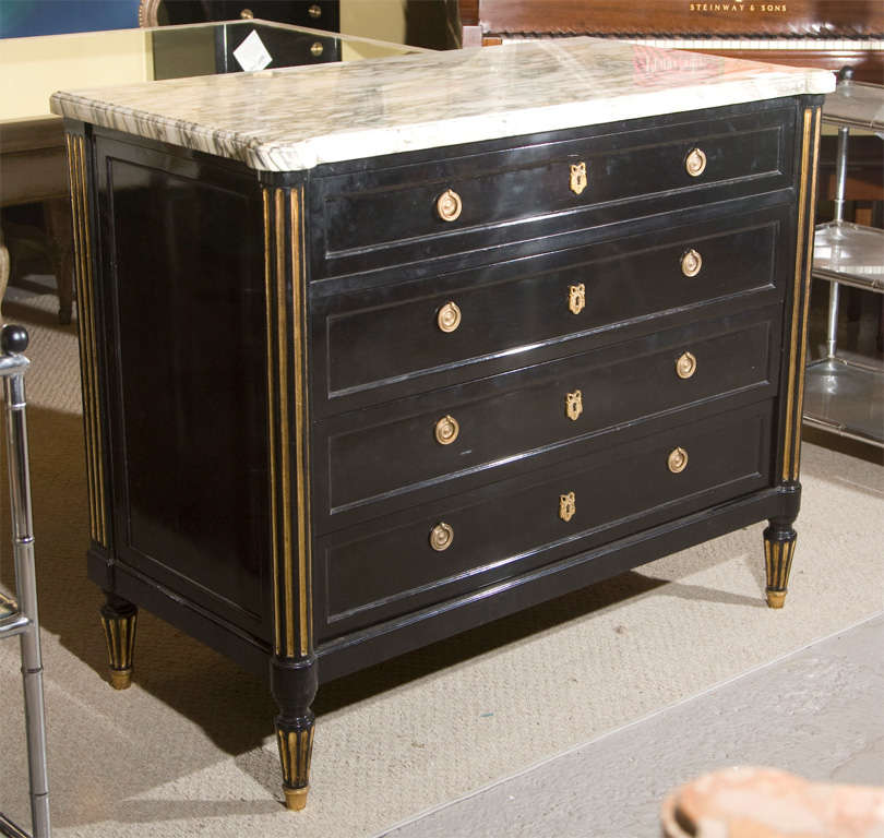 Ebonized Commode Stamped Jansen Paris
