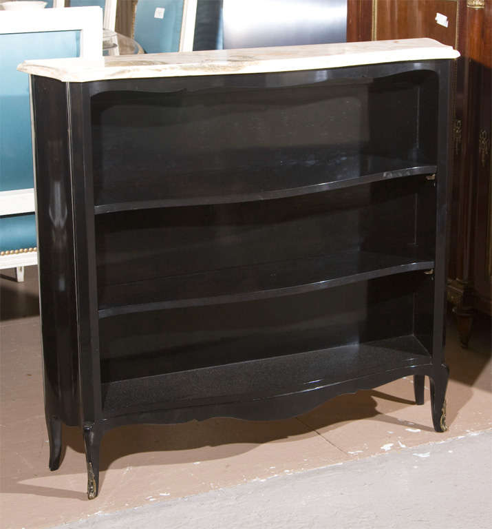 Ebonized Marble Top Bookcase Stamped Jansen