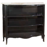 Ebonized Marble Top Bookcase Stamped Jansen