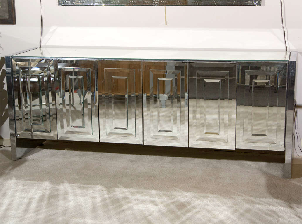 Milo Bauman Style 1960's Mirrored Sideboard