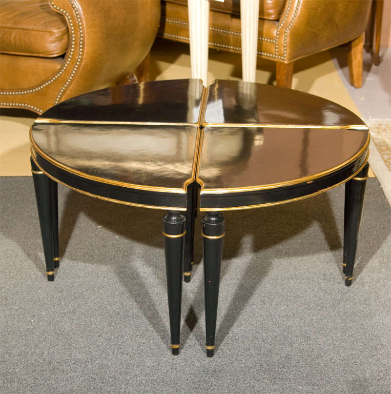 Stamped Maison Jansen Ebonized 4-in-1 Occasional Table