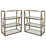 Pair of Chrome and Brass Etageres Directoire