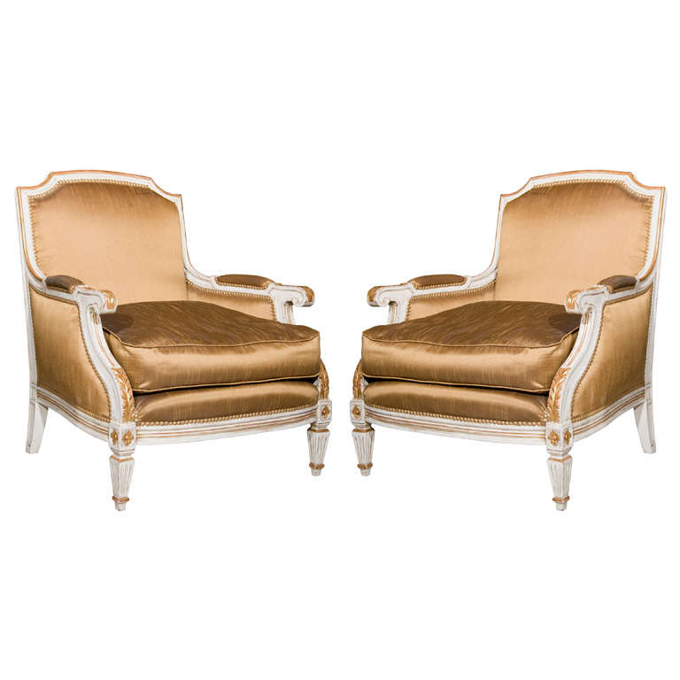 Pair of French Bergere Chairs Stamped Jansen