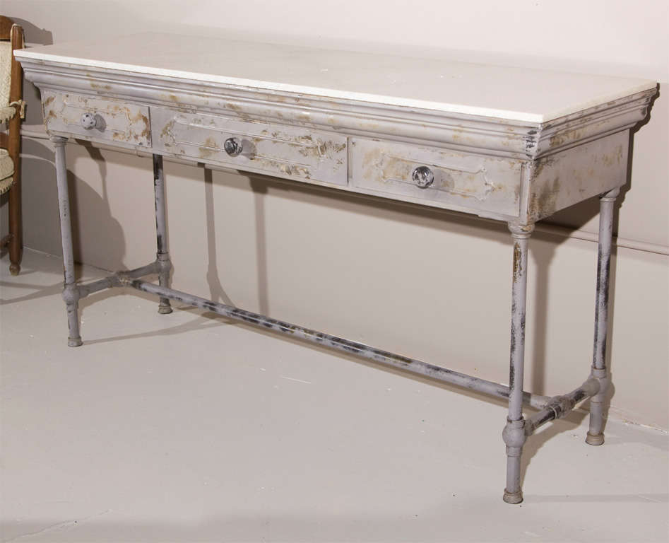 Industrial Marble Top Metal Console Table at 1stDibs marble topped