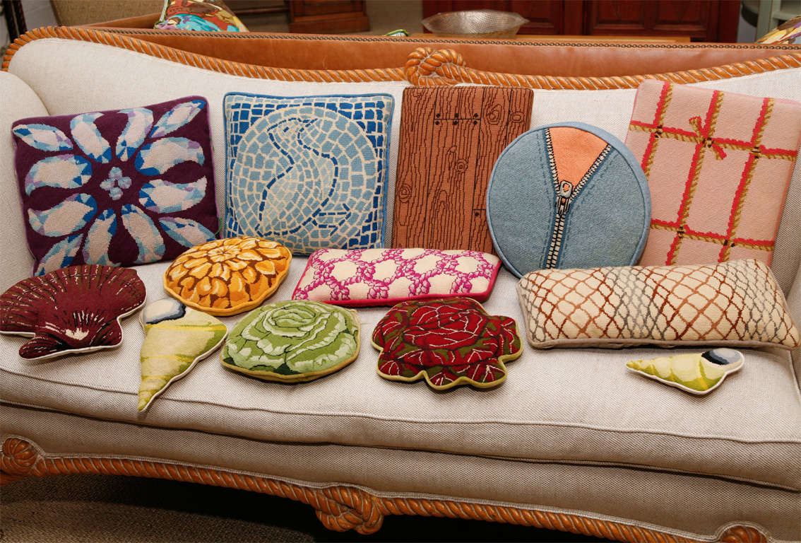 Assorted Lou Gartner Needlepoint Pillows