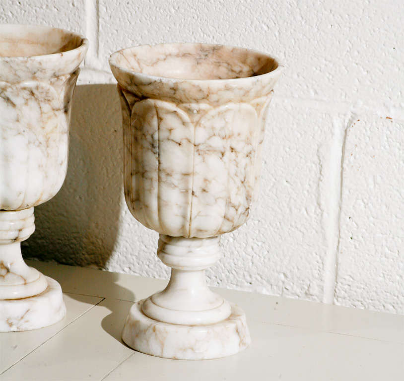 Pair of Alabaster Urns