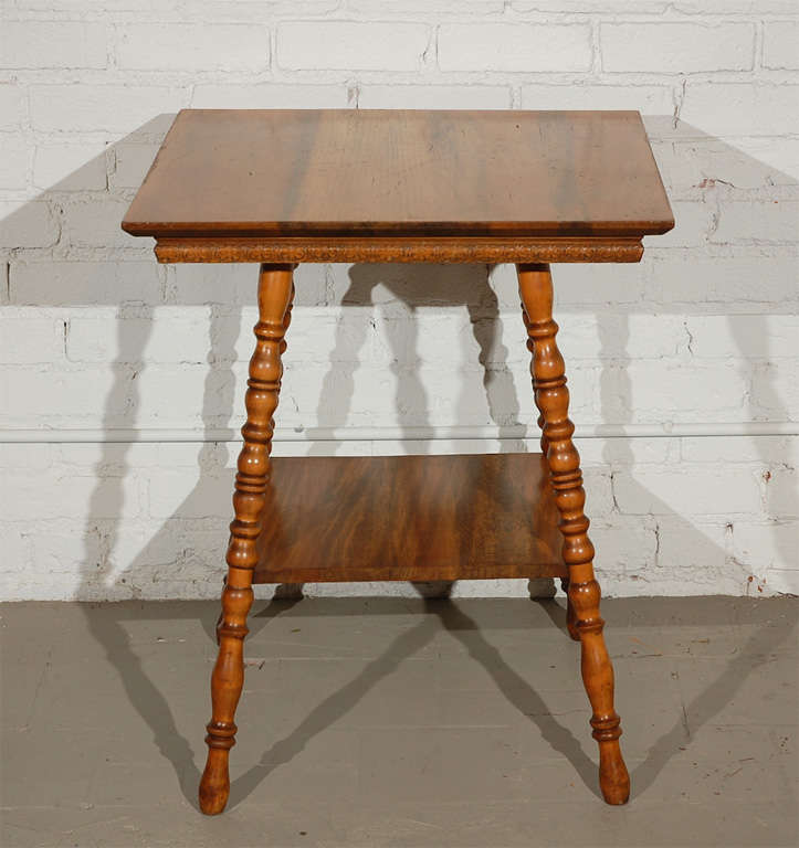 Turned Leg, Douglas Fir side table with shelf.  Shelf height: 16 x 16