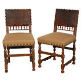 Spanish Tooled Leather Side Chairs