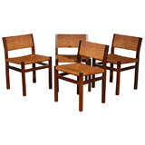 Set of 4 Wenge & Rush Dining Chairs