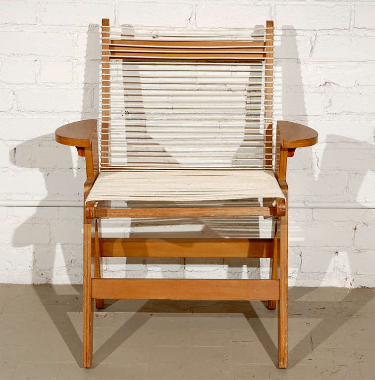 Vintage Klaus Grabe style alder and rope armchair.