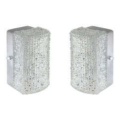 Vintage Pair of Crystal and Steel Sconces