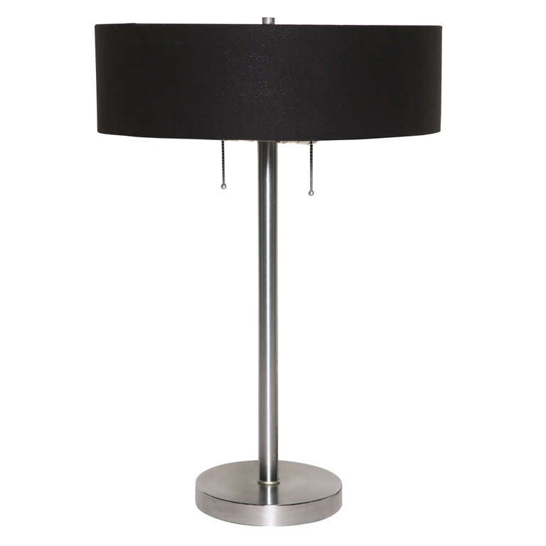 Pair of Steel Bedside Table Lamps For Sale