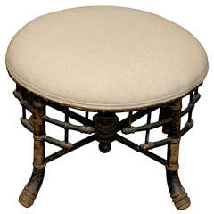 Antique French Faux Bamboo Footstool - SOLD