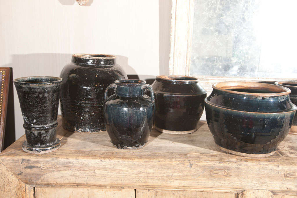 Assorted Black Pottery Jars