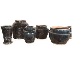Assorted Black Pottery Jars