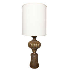 Large gold painted finial lamp, c. 1960
