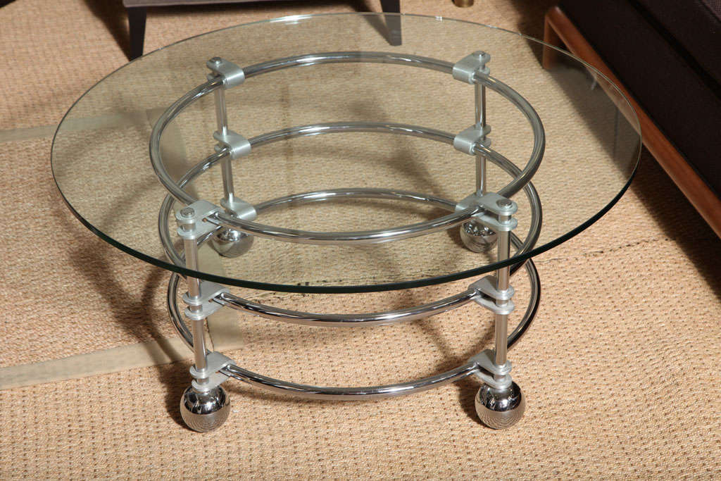 American Glass and Polished Chrome Cocktail Table by Jay Spectre For Sale