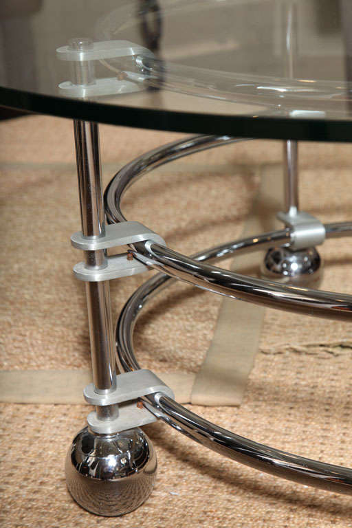 Glass and Polished Chrome Cocktail Table by Jay Spectre For Sale 2