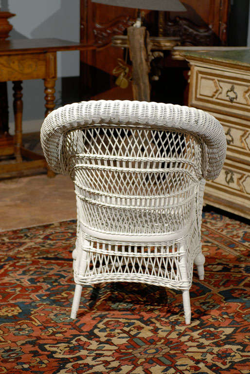 American Heywood Wakefield Wicker Chair For Sale