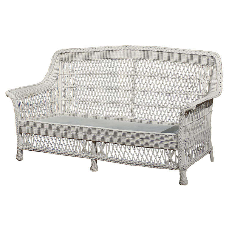 Heywood Wakefield Wicker Settee at 1stDibs