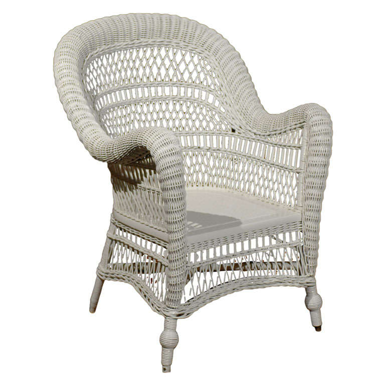 Heywood Wakefield Wicker Chair For Sale at 1stDibs