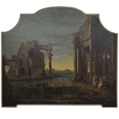 A Monumental Roman Painting of  Ancient Ruins and People