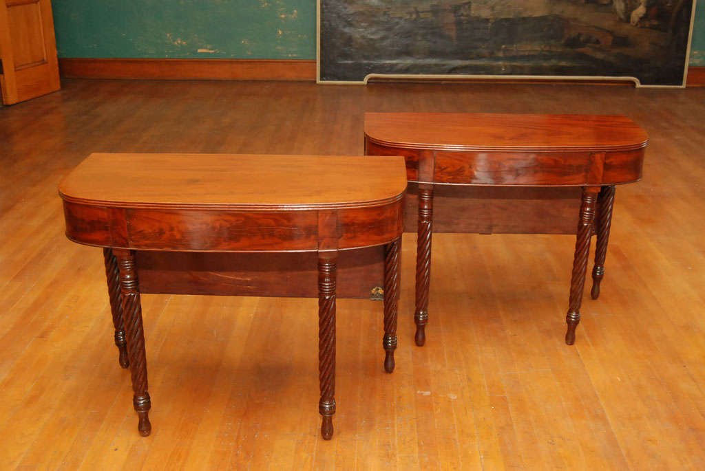 American Pair Boston Mahogany Console or Dining Tables