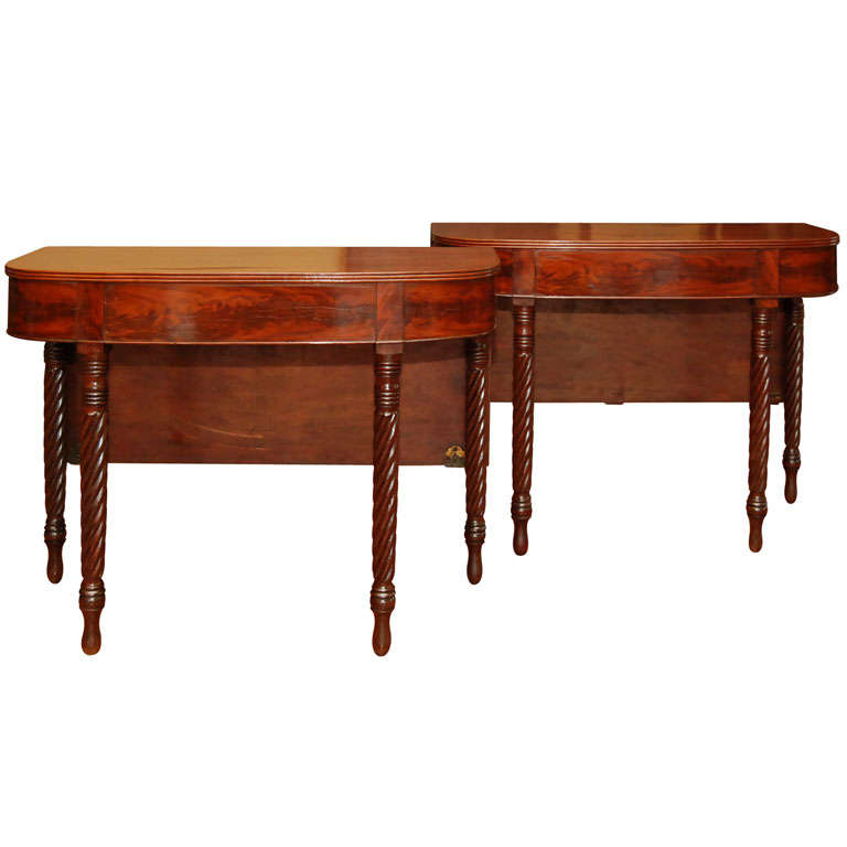 Pair Boston Mahogany Console or Dining Tables