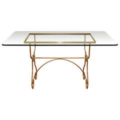 A Antique French Wrought Iron and Brass  Bakers Table