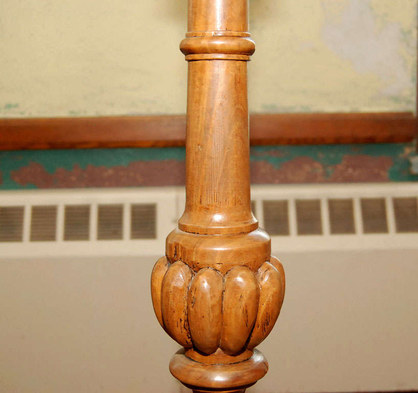 Pair Tall Carved Wood Lamps For Sale 1