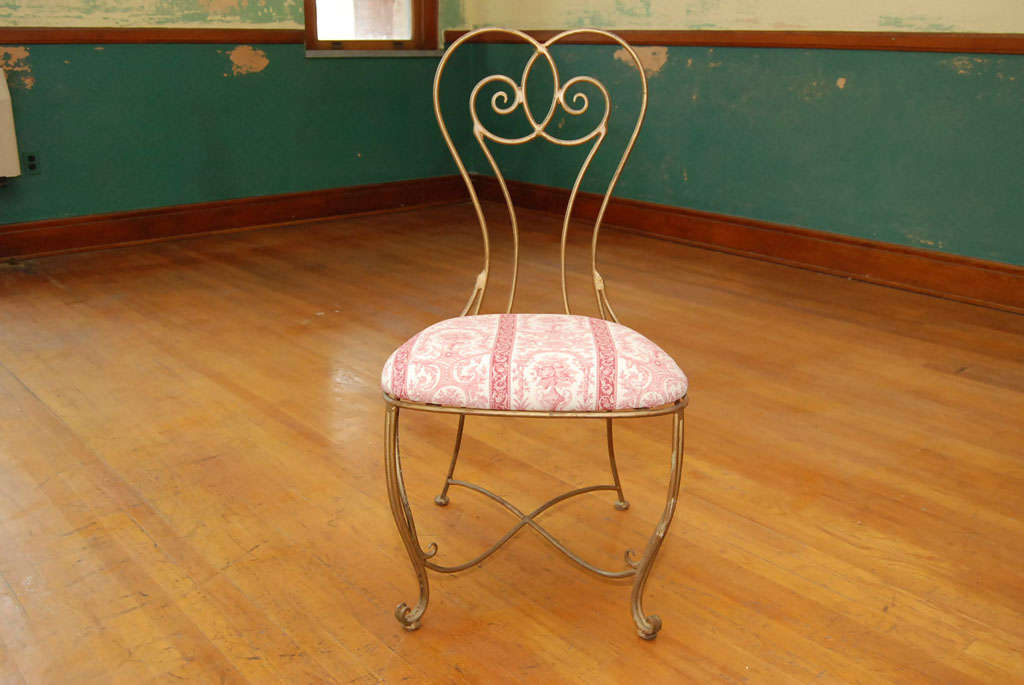 20th Century Set of Six Wrought Iron French Bistro Chairs