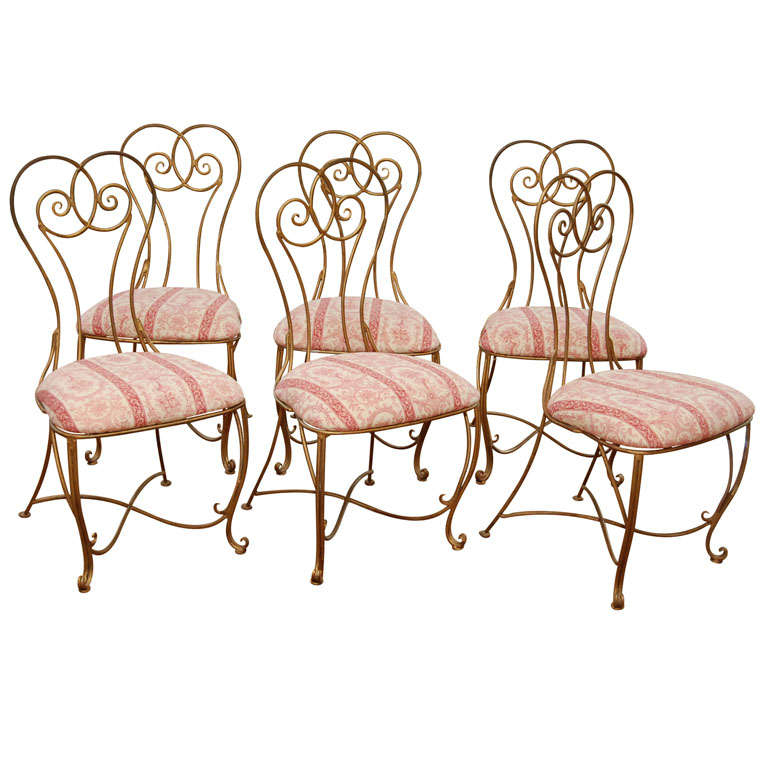 Set of Six Wrought Iron French Bistro Chairs at 1stDibs
