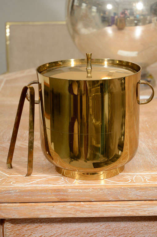 Tommi Parzinger Brass Ice Bucket + Tongs