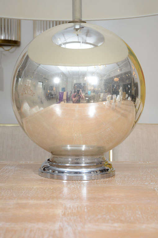 Vintage Mercury Glass Globe Table Lamp 1