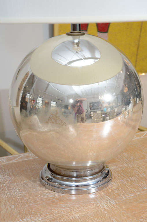 Mid-20th Century Vintage Mercury Glass Globe Table Lamp
