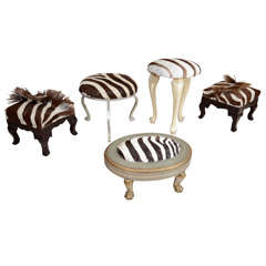 Fabulous Footstools in Zebra Hide (5 Available), Sold Separately