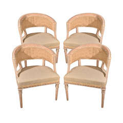 Antique Set of 4 Swedish Gustavian Barrell Back chairs