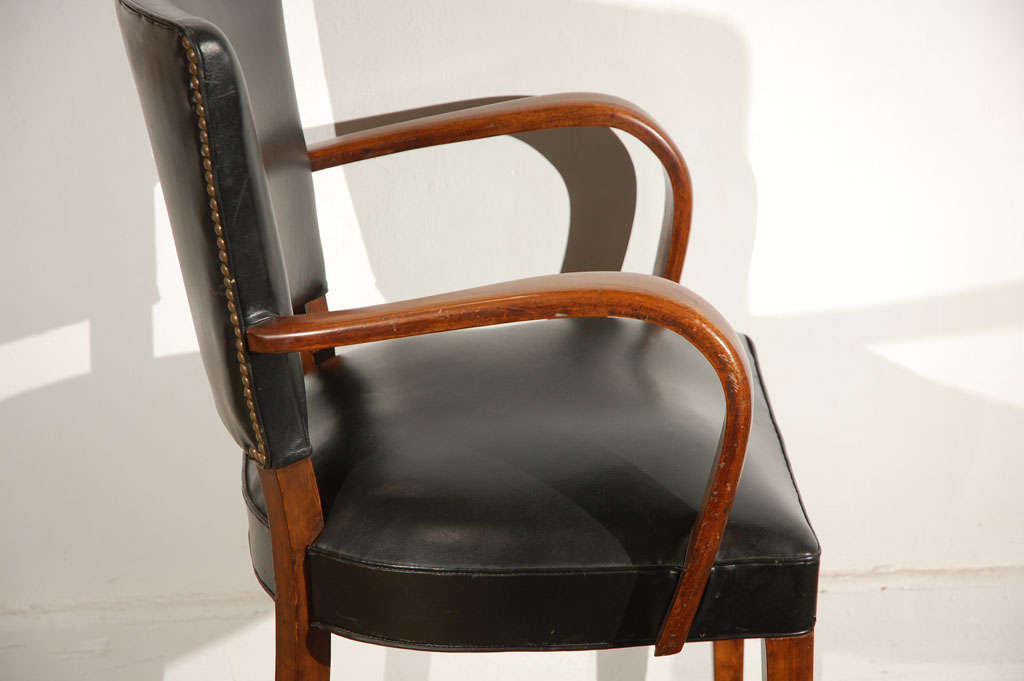 Wood Art Deco  Bridge Chair in Leleu Style