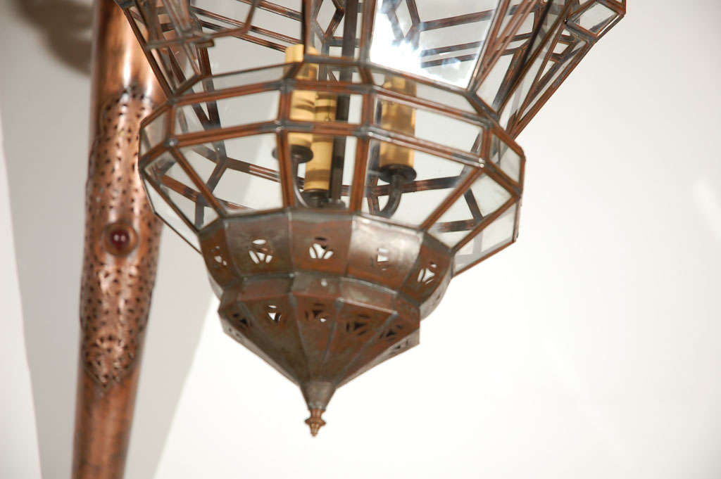 Hammered Granada Style Moroccan Clear Glass Lantern For Sale
