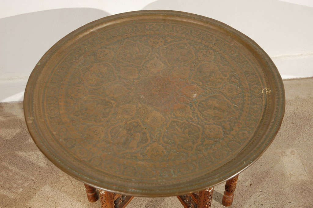 Persian or Turkish Mamluk Style Brass Tray Table at 1stDibs turkish