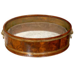 19thC ENGLISH MAHOGNAY OVAL PLANTER, BRASS BANDED