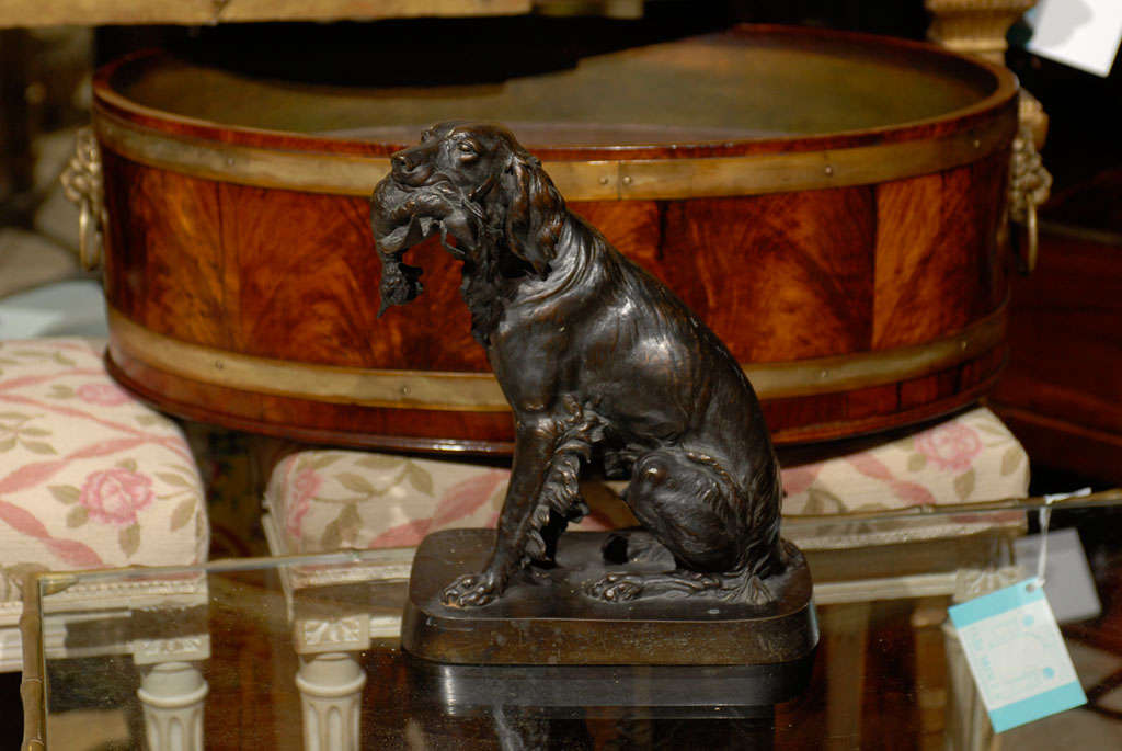 French Bronze Hunting Dog With Duck Marked F. Pautrot 5