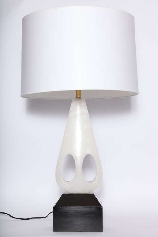 Carved  Table Lamp Mid Century Modern Sculptural carved marble Italy 1950's For Sale