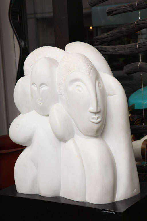 American W.P. Katz Sculpture of Carrera Marble Mid Century Modern 1970's For Sale