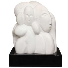 W.P. Katz Sculpture of Carrera Marble Mid Century Modern 1970's
