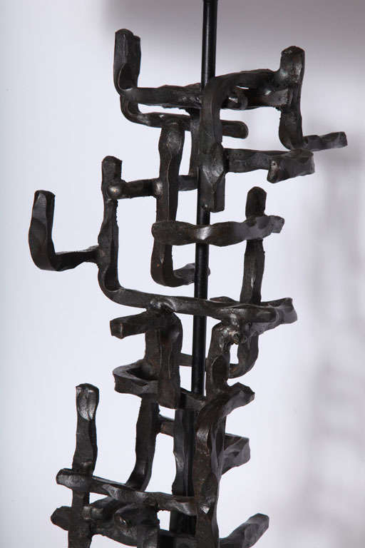 A 1960's Brutalist Iron Lamp signed Fantoni 1
