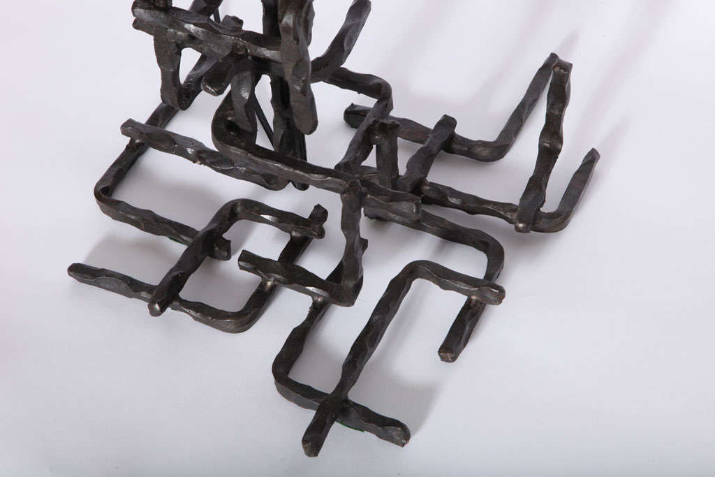 A 1960's Brutalist Iron Lamp signed Fantoni 2
